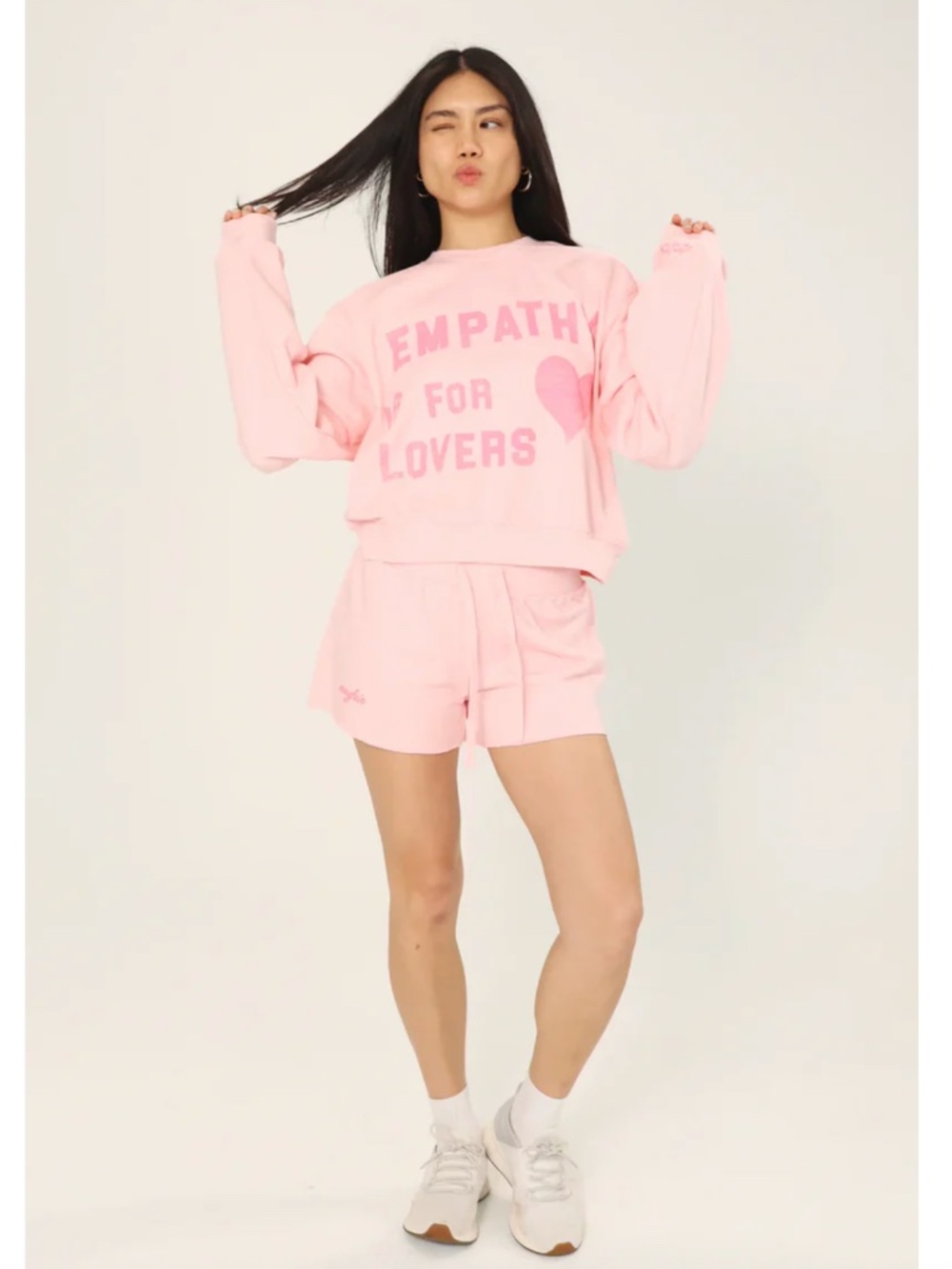 NWOT SET THE MAYFAIR GROUP EMPATHY IS FOR LOVERS CREWNECK AND SHORTS SET